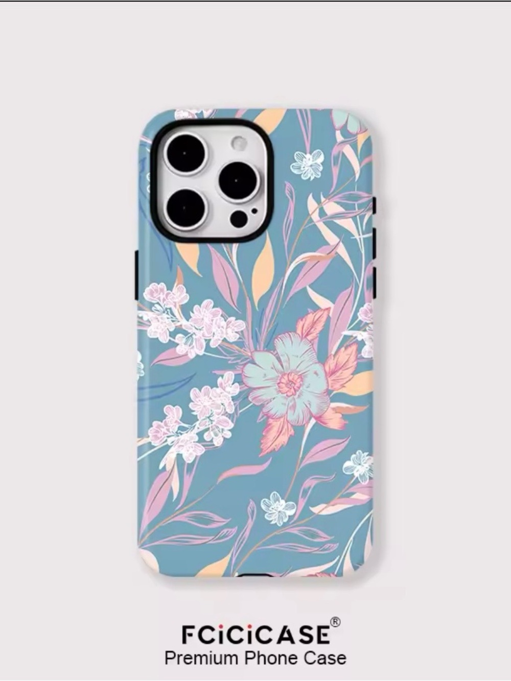 Blue Floral Phone Case - Elegant Protective Cover for iPhone 16 pro